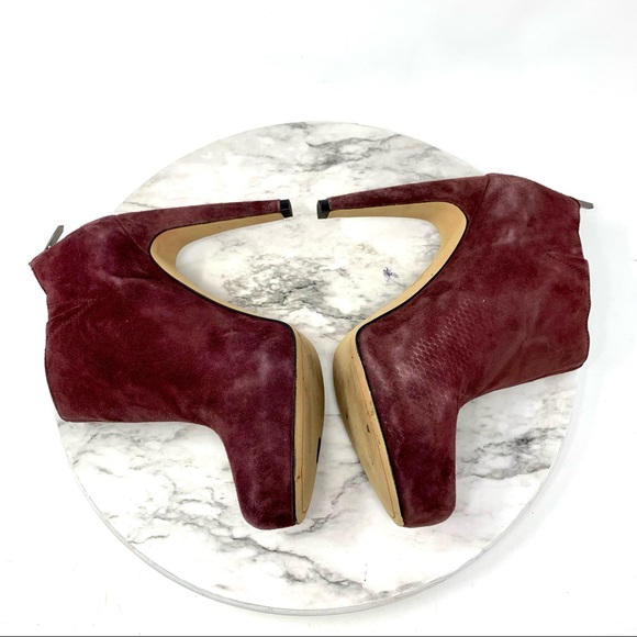 Sam Edelman Keaton burgundy suede platform dress bootie rear zip 9 event chic - Picture 7 of 15